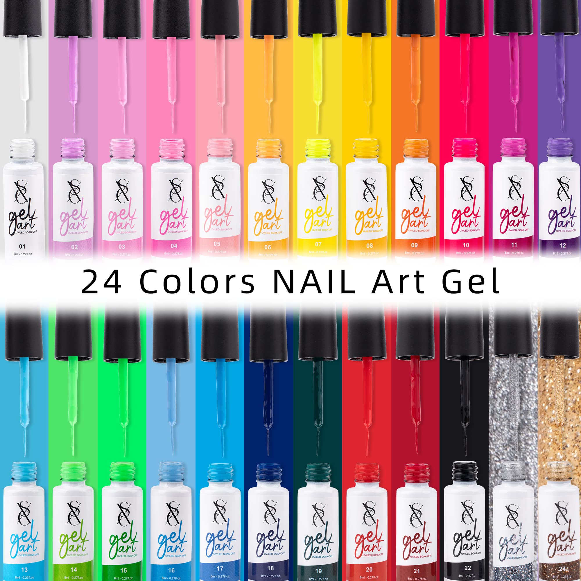 SXC pinceau fin intégré facilite les dessins fins pour les nail arts.