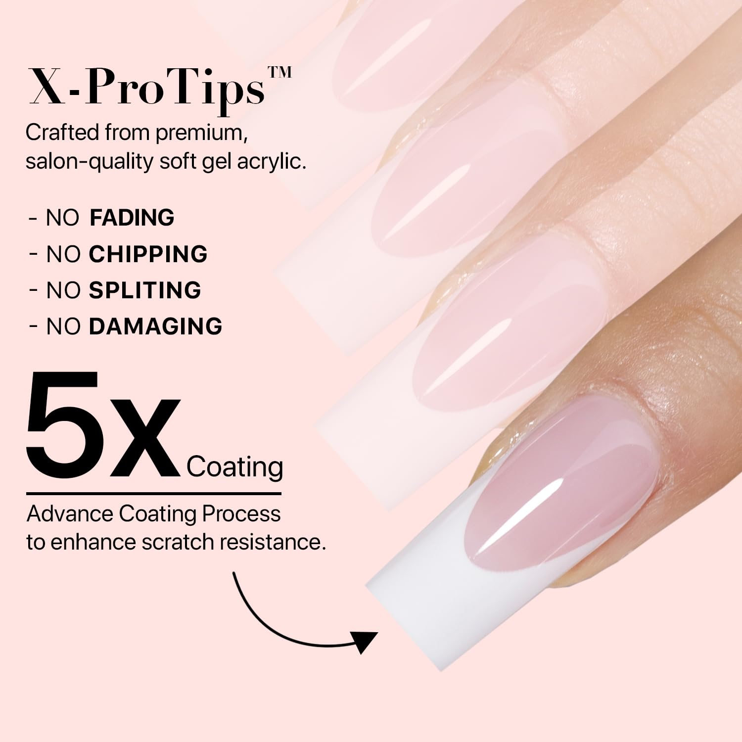 Kit SXC bout français rose pâle, apprêt et base inclus pour une pose aisée.