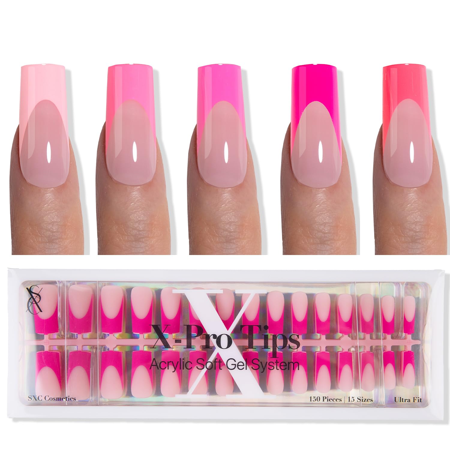 SXC ongles: kit de 150 pièces et 15 tailles pour ajustement ultra précis.