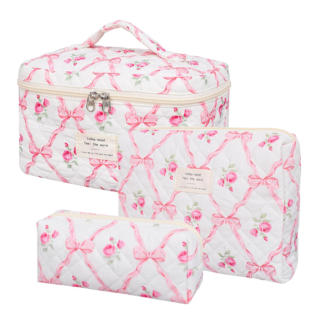 Trousse maquillage quiltée SXS LACONIC, ensemble 3 tailles pour organiser vos essentiels.