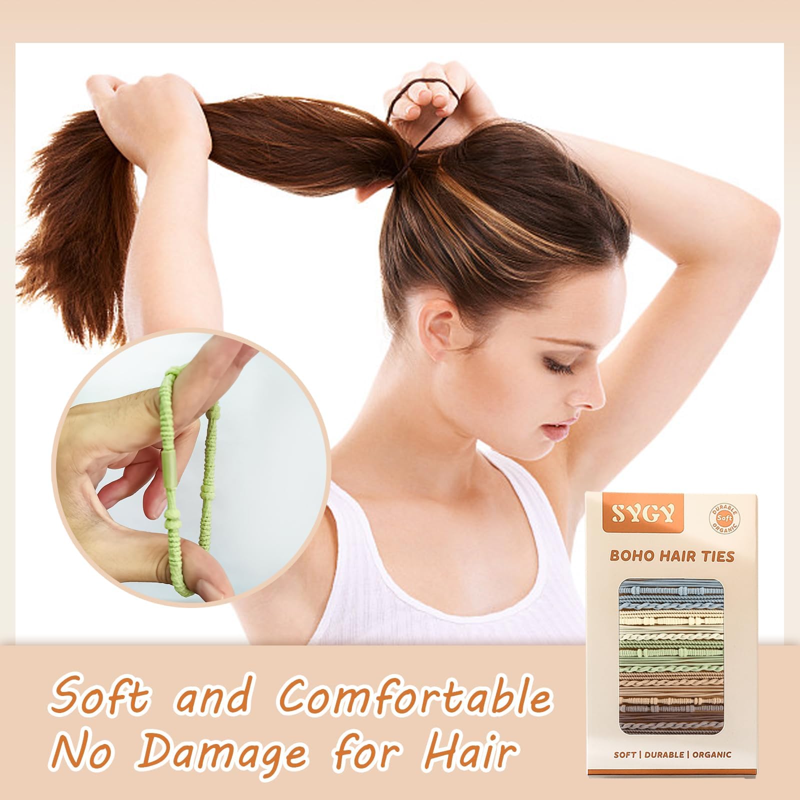 SYGY bandes cheveux boho crème, durabilité et douceur pour un usage quotidien