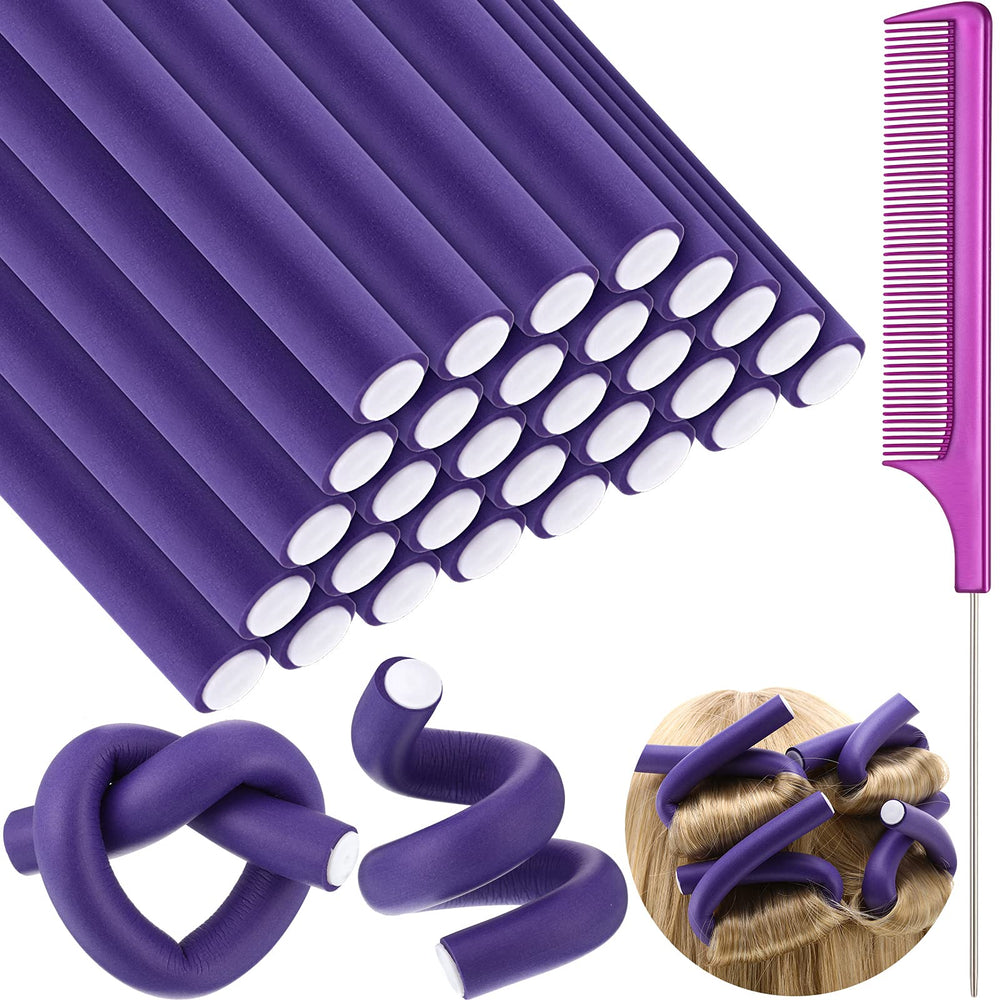 Ensemble Syhood de rouleaux flexibles violet pour créer des boucles sans chaleur.