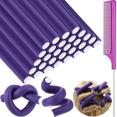 Ensemble Syhood de rouleaux flexibles violet pour créer des boucles sans chaleur.