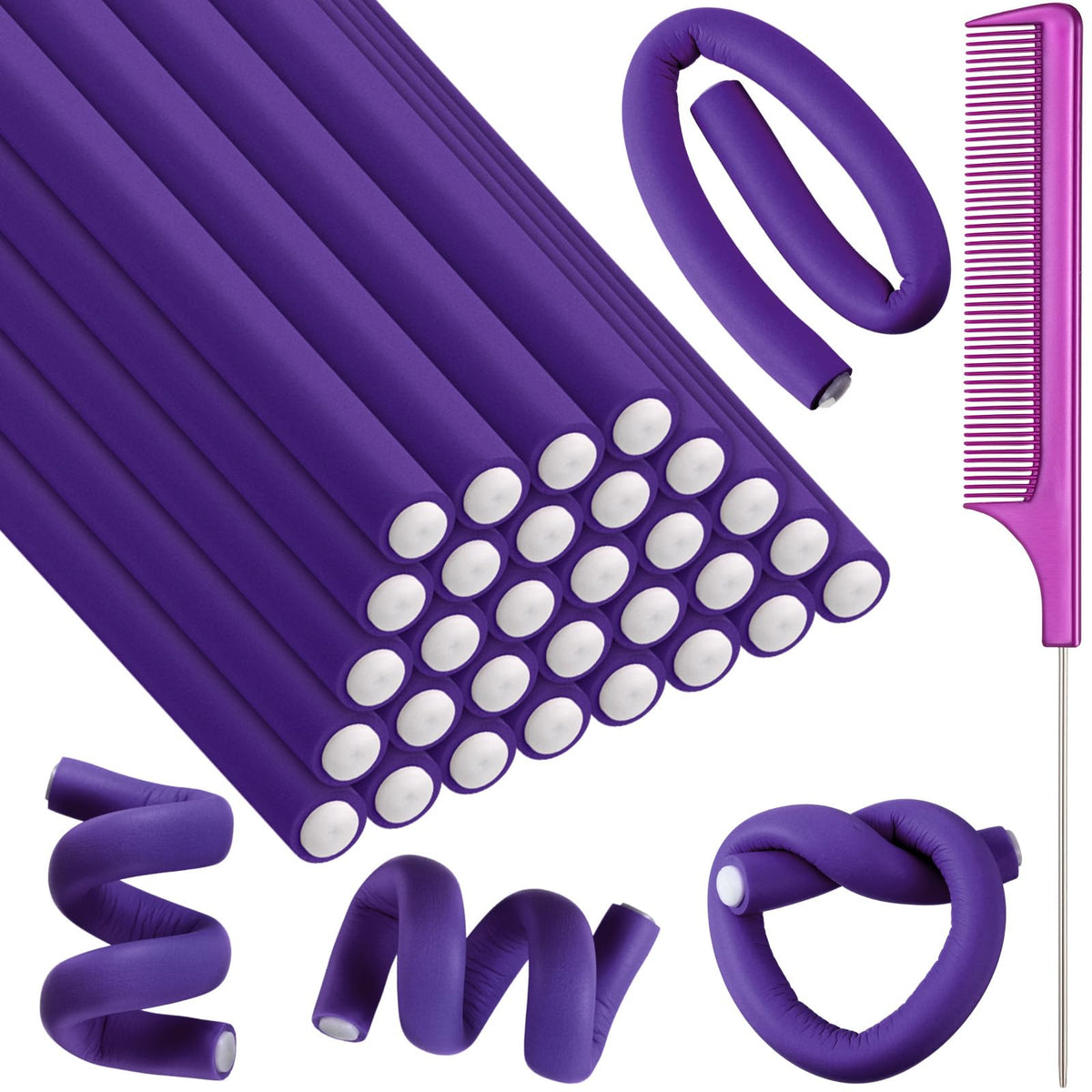 Syhood rouleaux cheveux flexibles 7 pouces, boucles faciles sans chaleur.