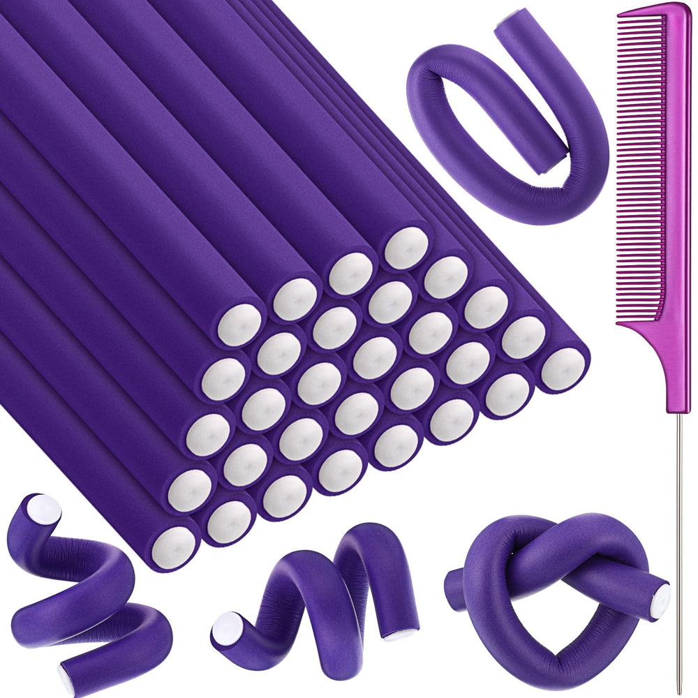 Syhood rouleaux mousse sans chaleur violet 7'' pour boucles faciles et rapides.