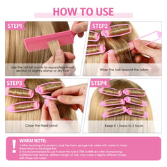 Syhood rouleaux mousse flexibles rose, permet boucles et ondulations variées.