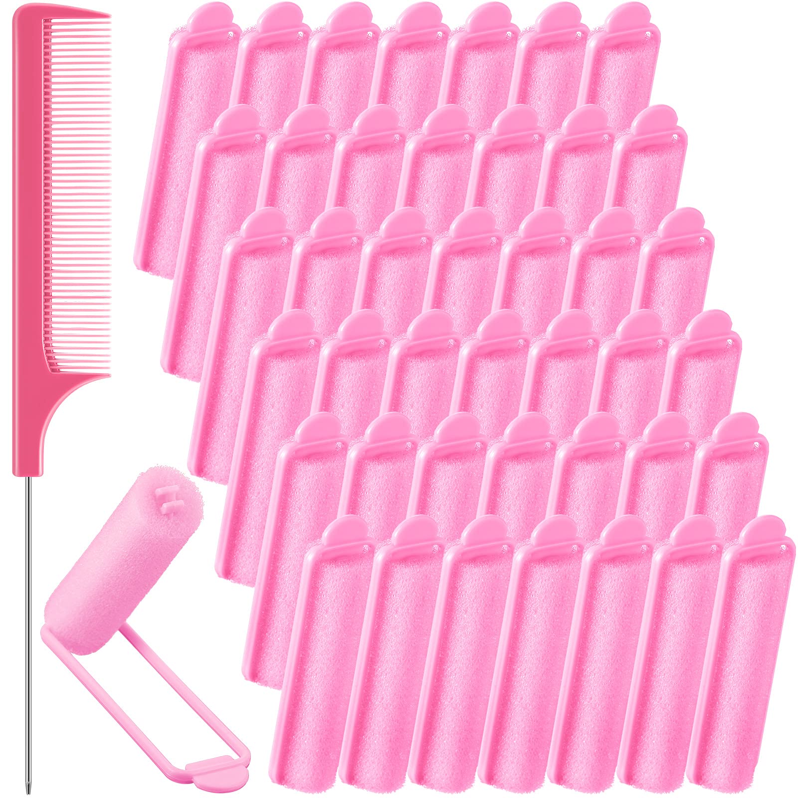 Syhood rouleaux mousse rose 7 cm, boucles sans chaleur pour tous types de cheveux.