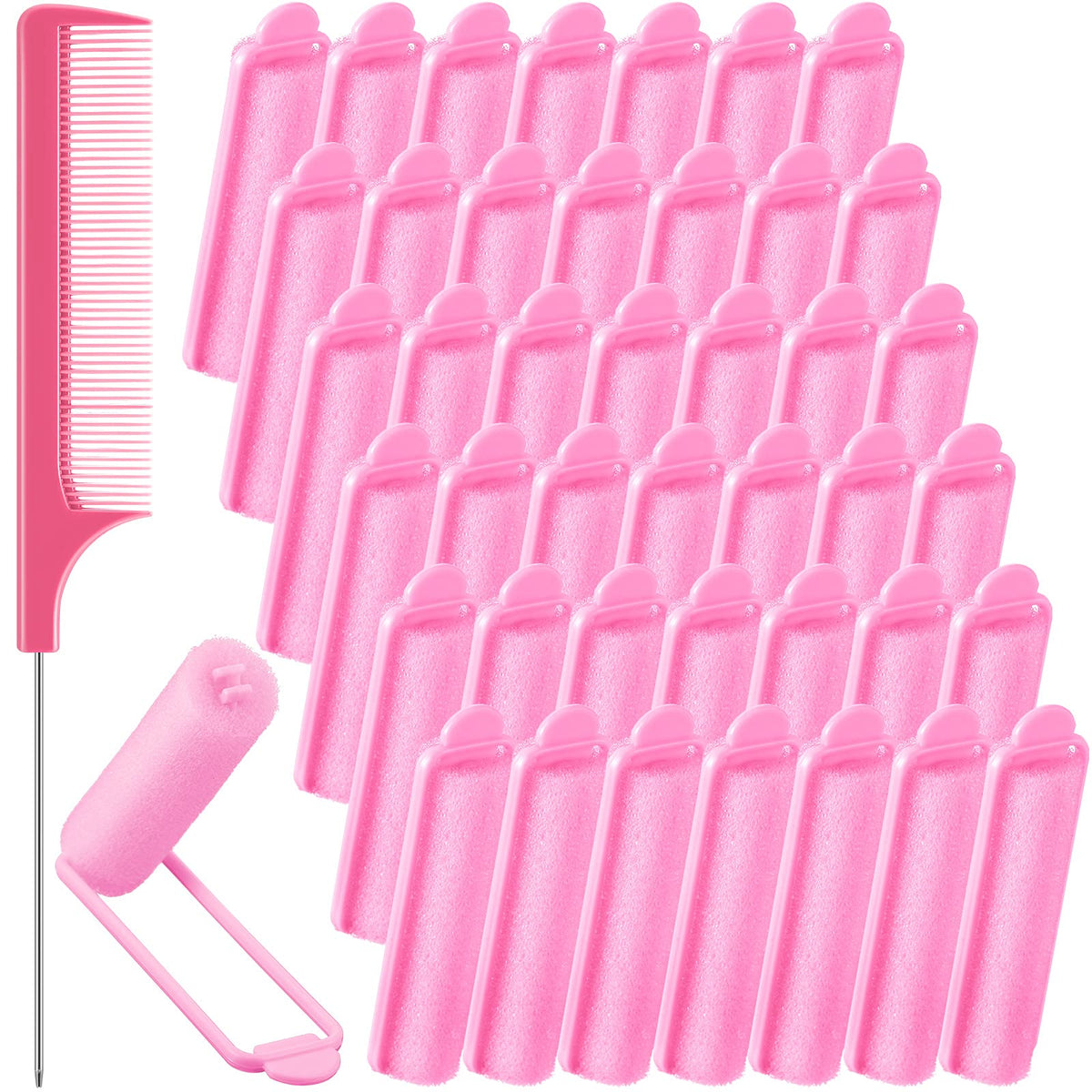Syhood rouleaux mousse rose 7 cm, boucles sans chaleur pour tous types de cheveux.