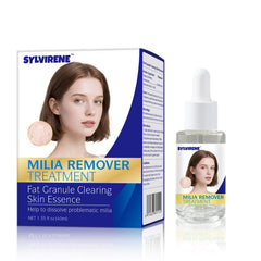 Sylvirene Milia Remover Serum bottle close-up showing gentle formula
