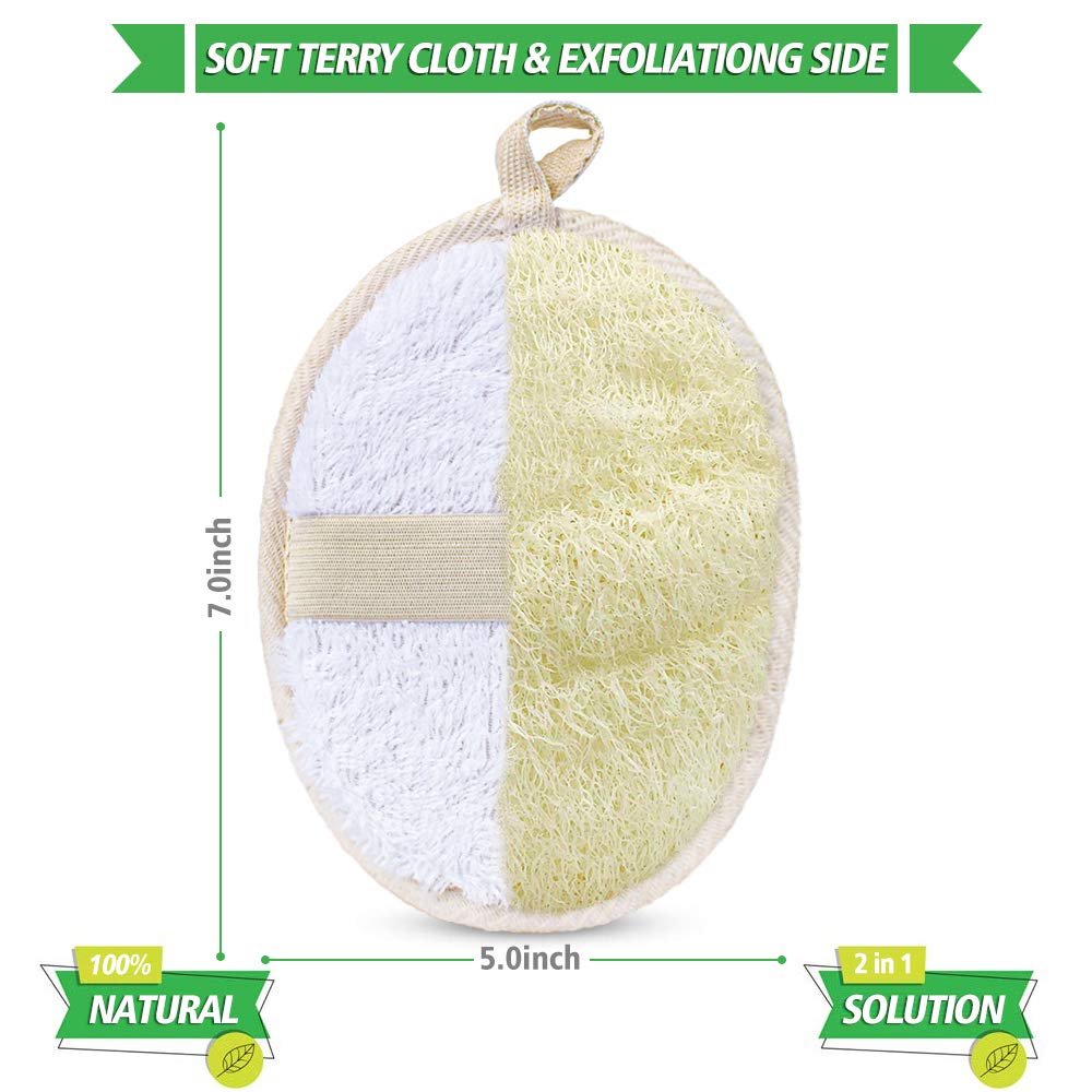 Sysmie pad loofah anse ergonomique facilite le brossage sur tout le corps