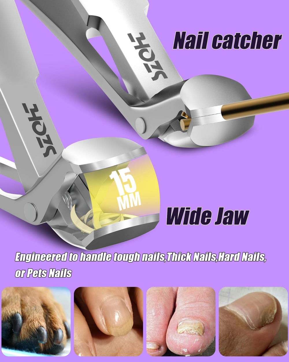 SZQHT Coupe-ongles: acier inoxydable pour coupes nettes et durables.