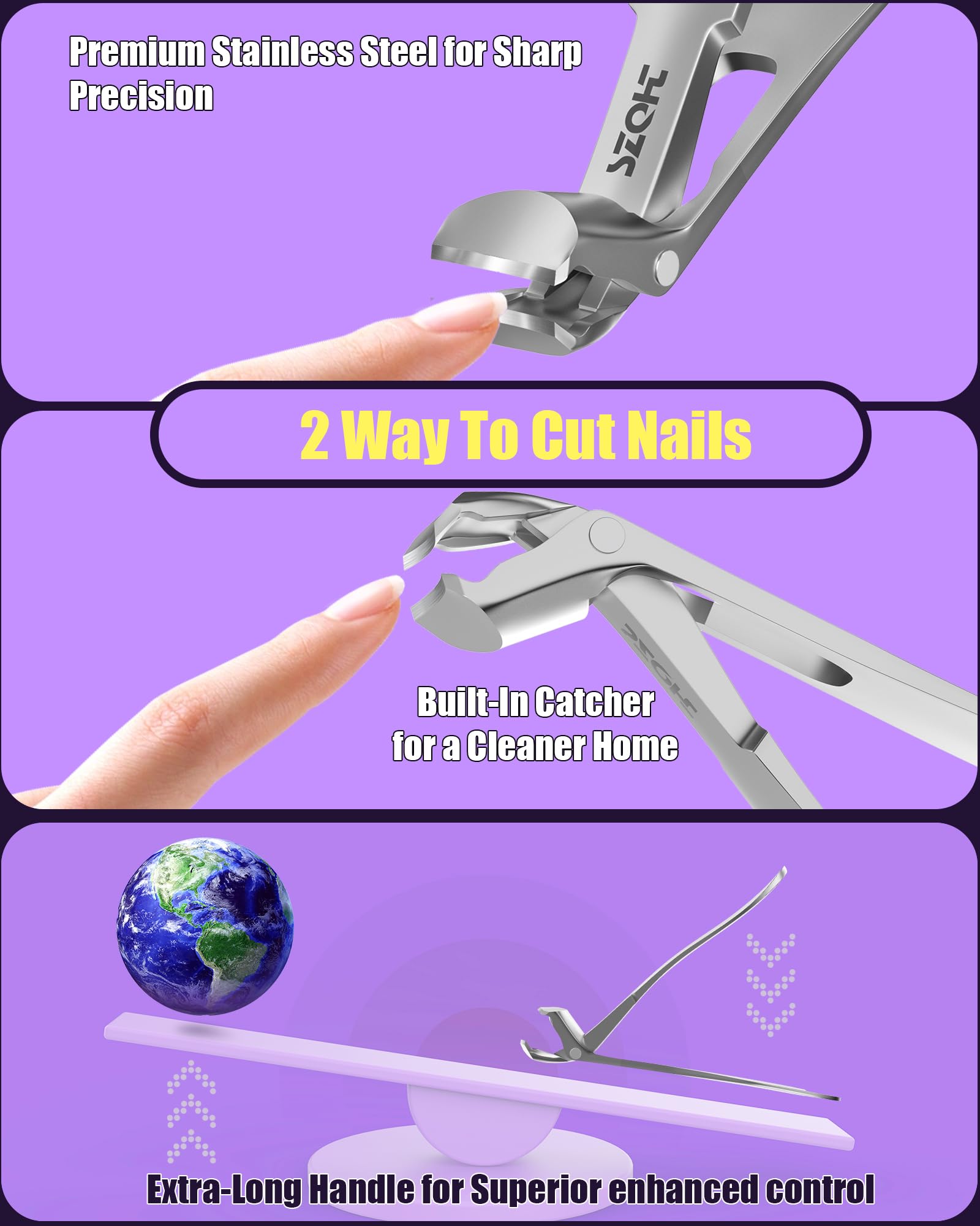 SZQHT Coupe-ongles: utilisation simple et rapide sur tous les ongles.