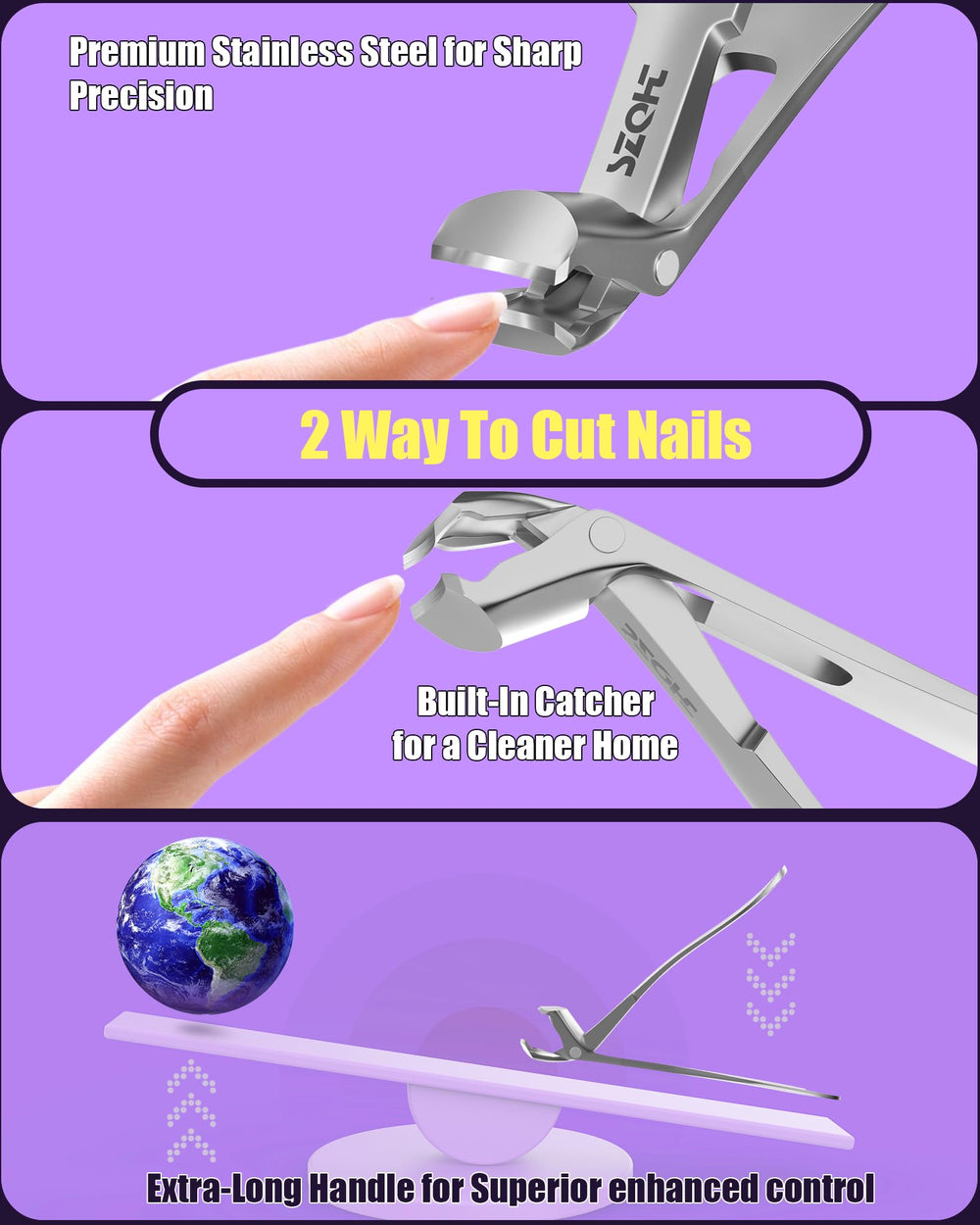 SZQHT Coupe-ongles: utilisation simple et rapide sur tous les ongles.