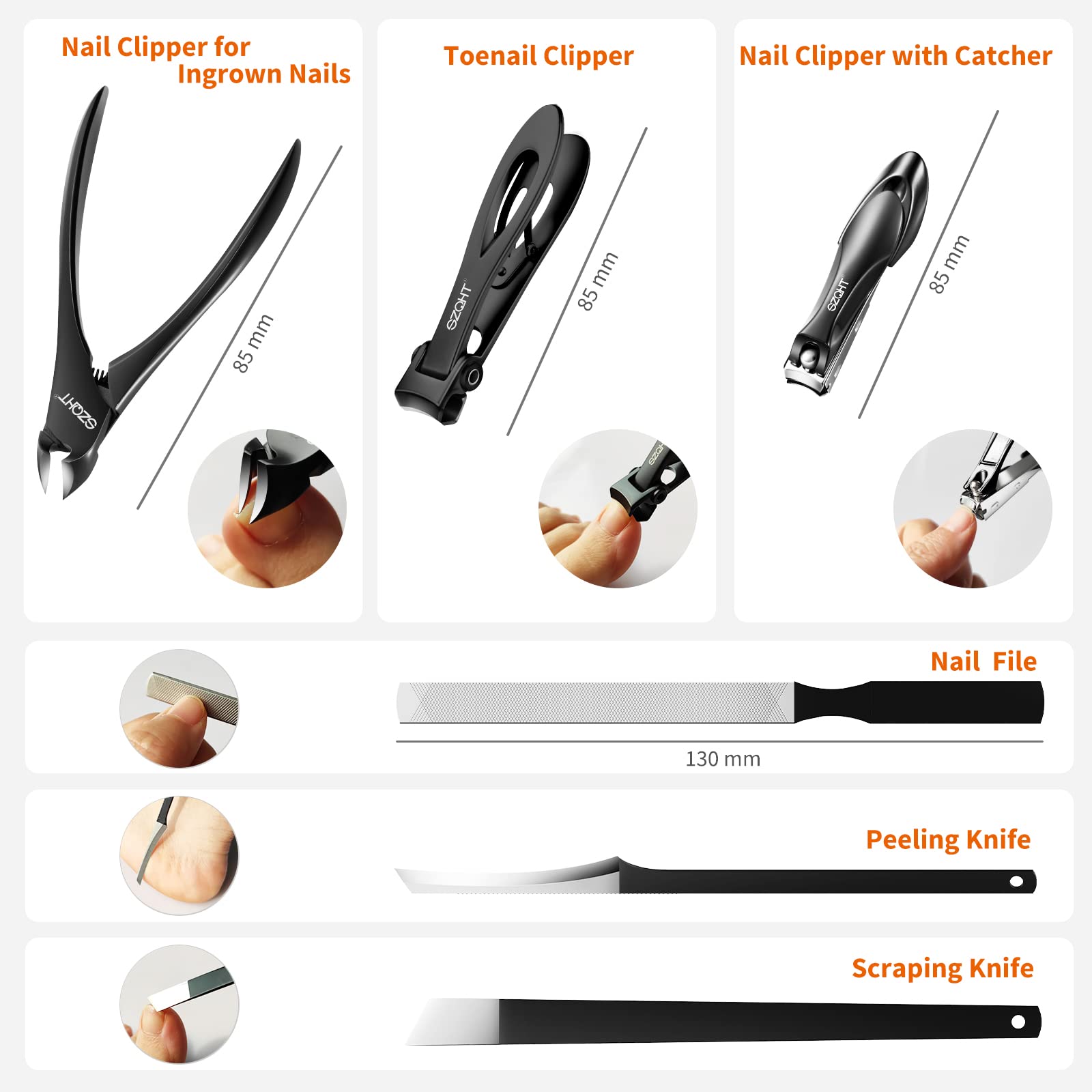 SZQHT lames courbes et ouverture 15mm: coupe nette sur ongles epais.