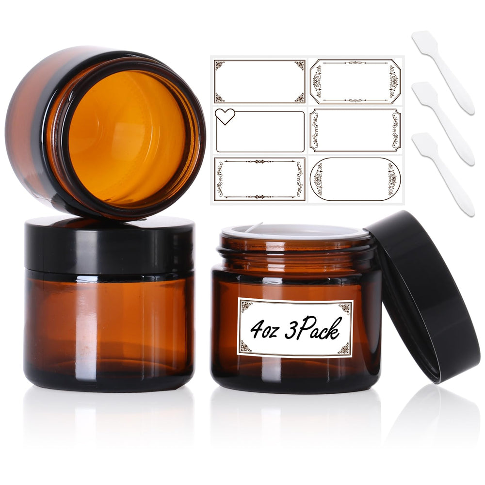 SZUAH bocaux ambrés 4oz avec couvercle-dome, rangement sûr et portable.