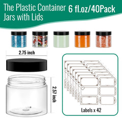 SZUAH bocaux plastiques 6oz avec couvercles, fermeture fiable.