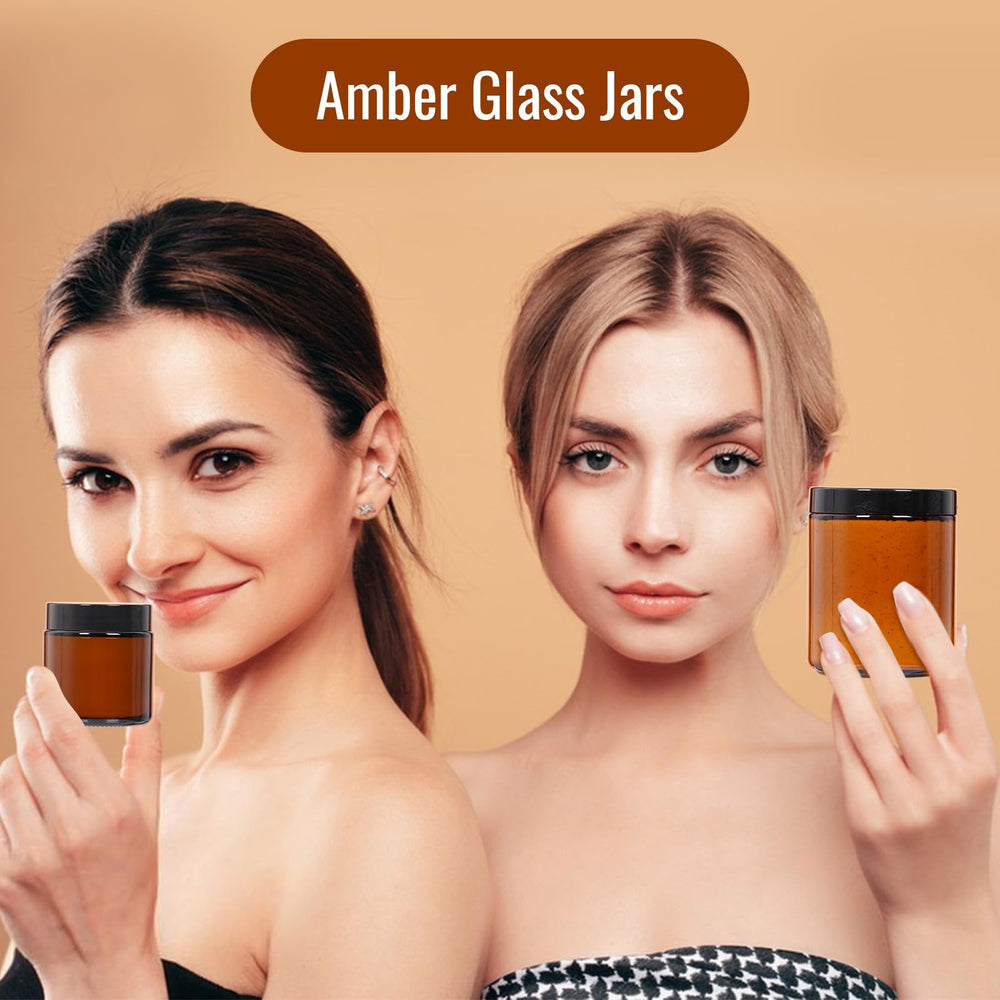 Pack SZUAH de 3 bocaux ambrés pour lotions et scrubs.