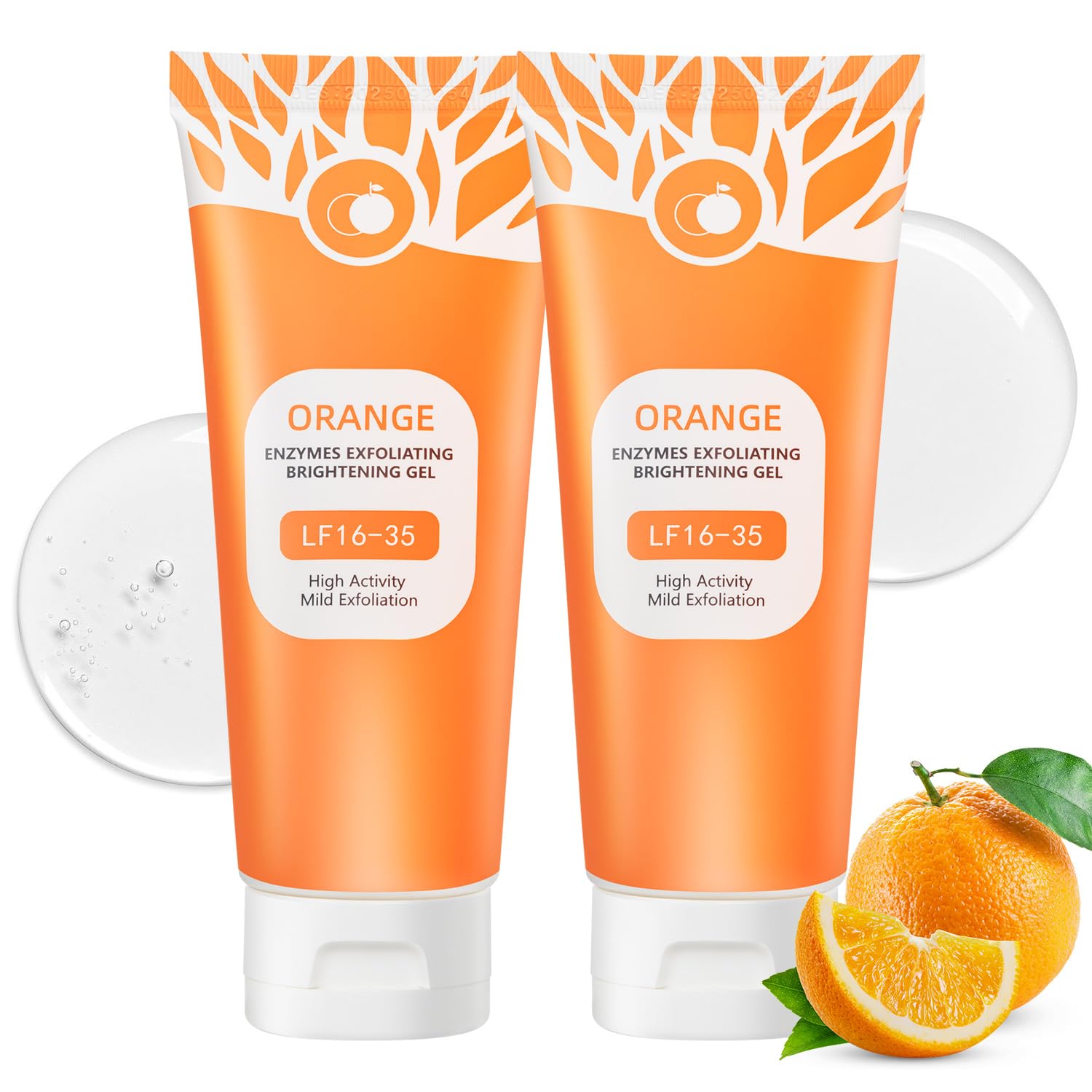 T.Chilyn gel-exfoliant-orange-face-et-corps duo-bouteilles, peau plus lisse.