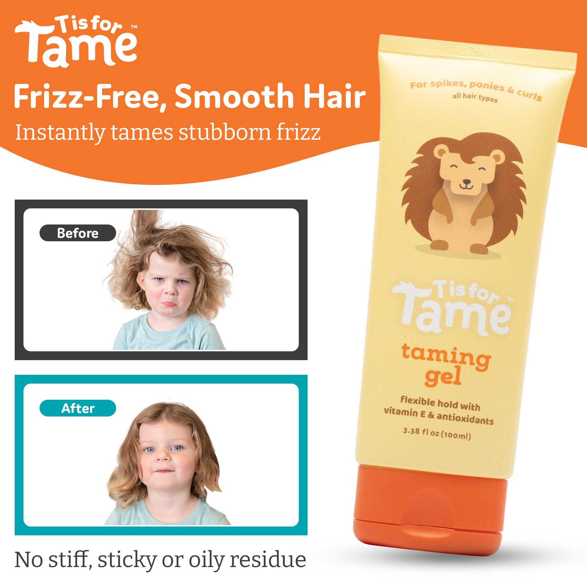 T is for Tame gel enfants, coiffage doux et contrôle des mèches
