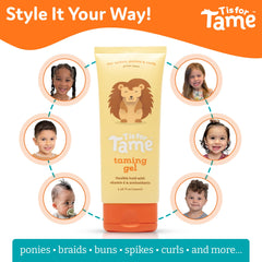 T is for Tame gel-frizz-control-enfant, coiffage doux et efficace.
