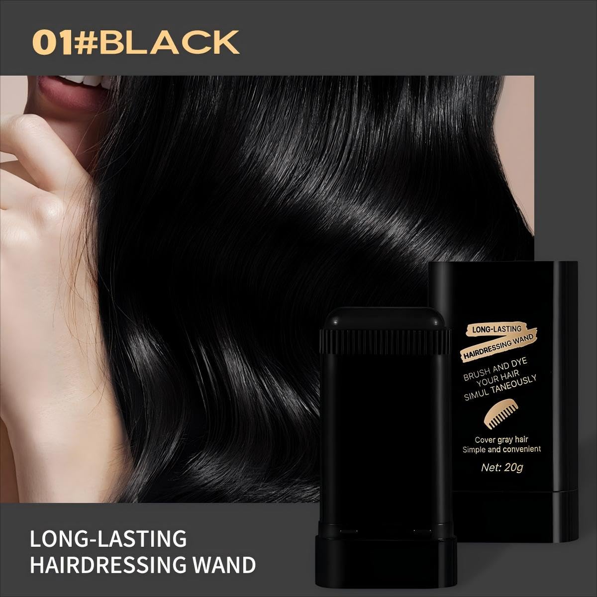 Tabounts applicateur-peigne colorant-cheveux noir, couverture ciblée des cheveux gris.