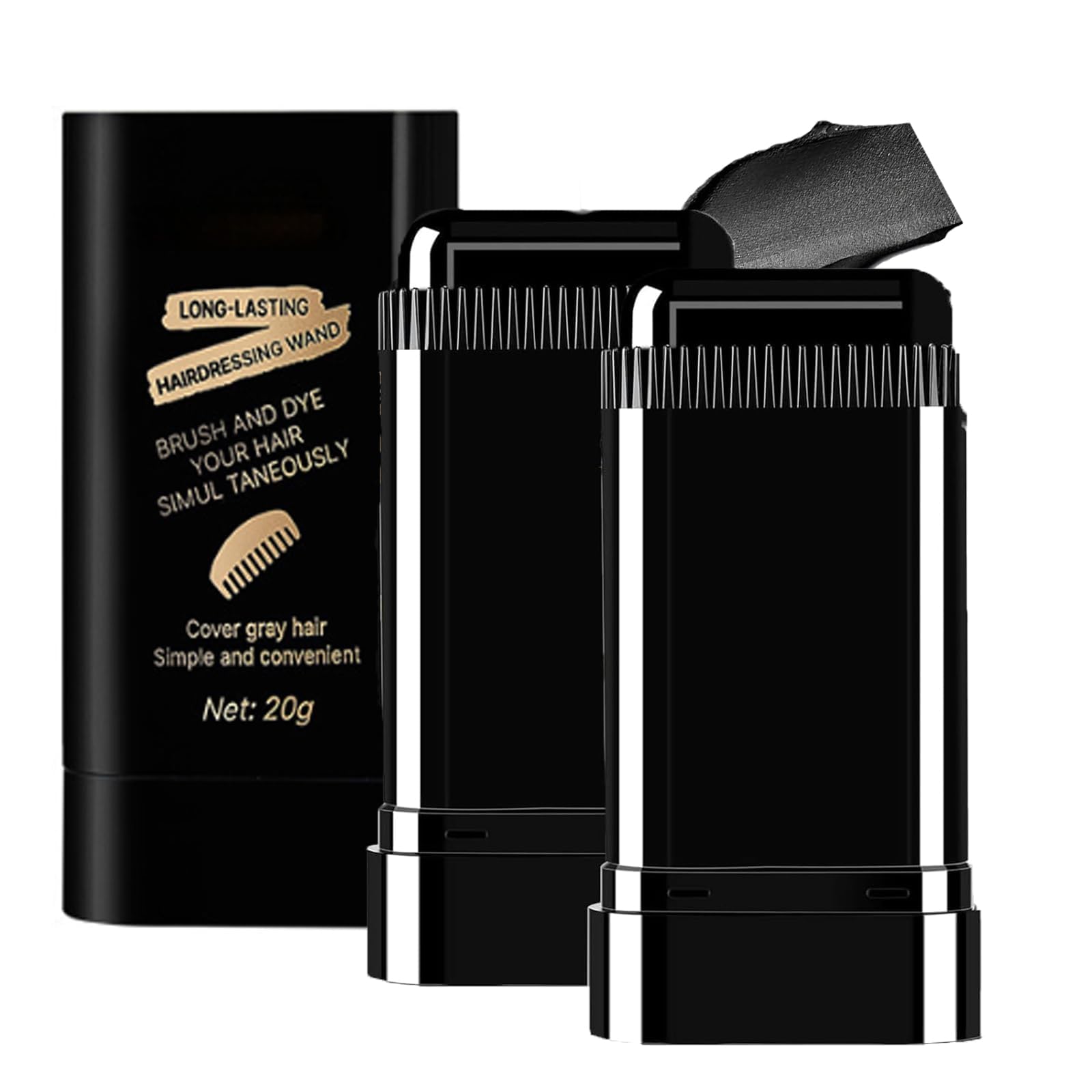 Tabounts colorant-cheveux-stick-peigne noir, application rapide pour les racines.