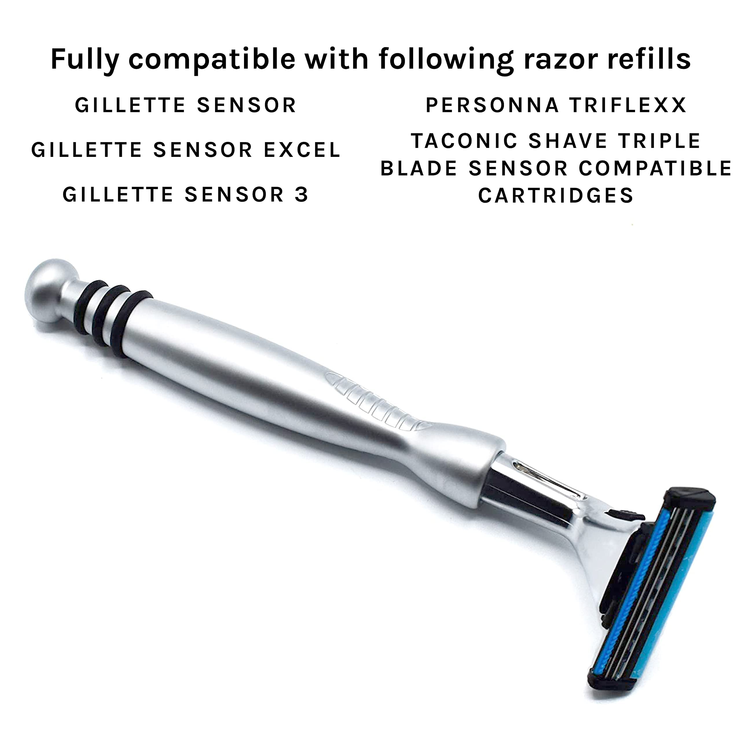 Taconic Shave, cartouches Sensor compatibles pour plus de flexibilité.