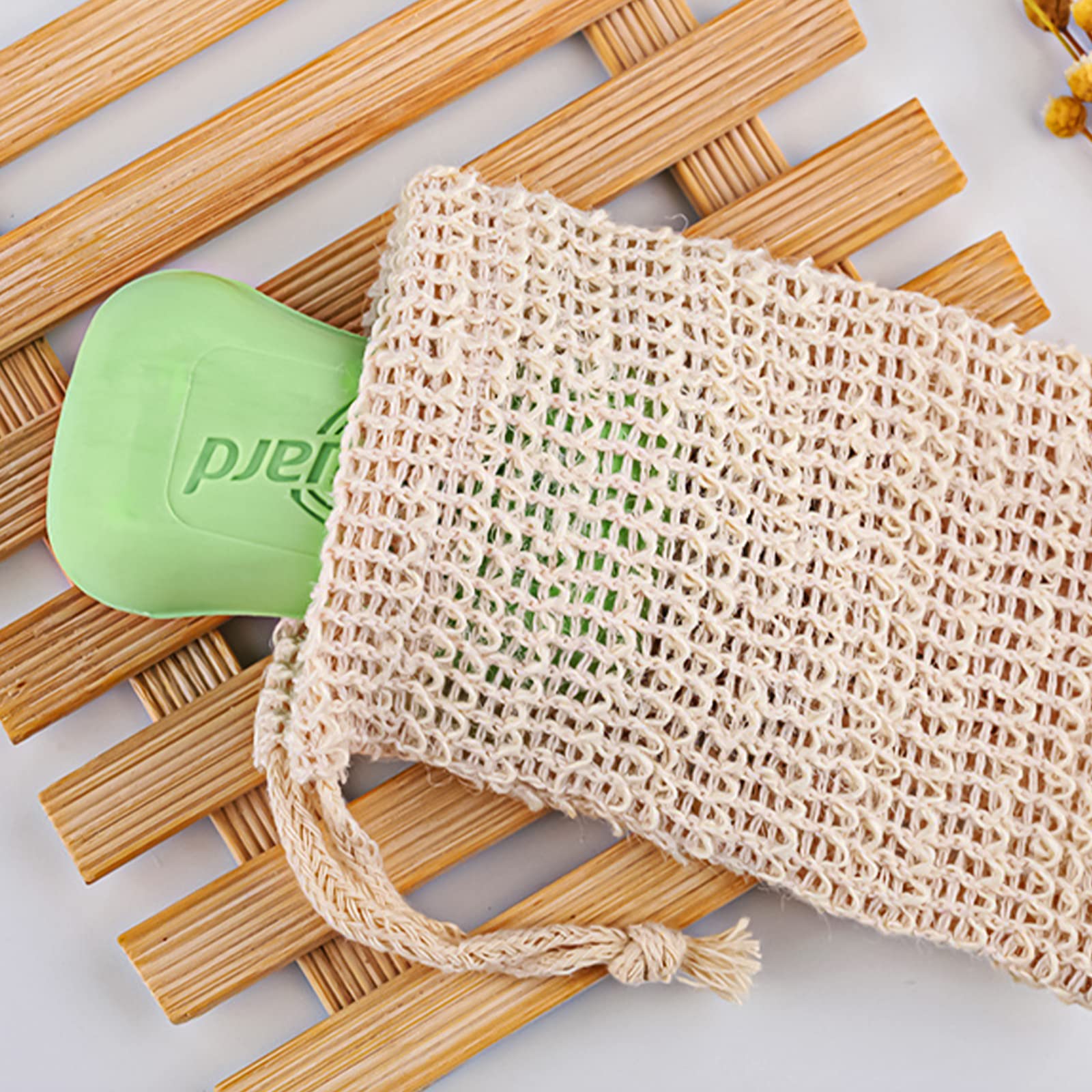 TACYKIBD pochette savon sisal exfoliante pour un gommage doux.