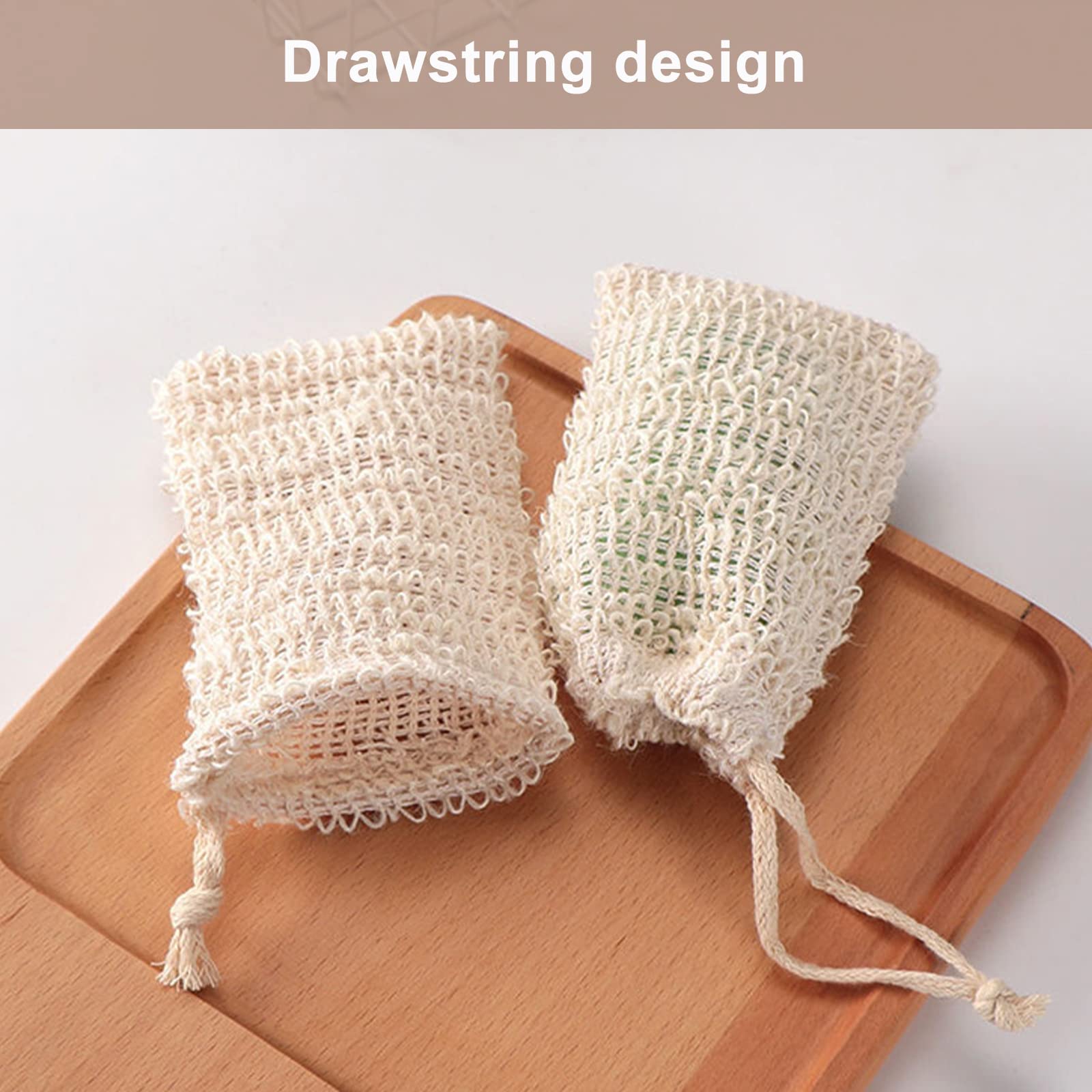 TACYKIBD sac savon sisal, se sèche rapidement grâce au cordon.