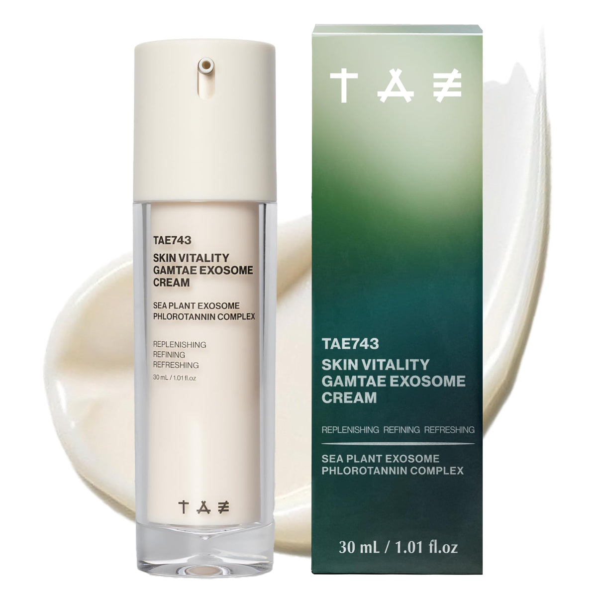 TAE743 Crème Gamtae Exosome dans flacon – hydratation légère pour le visage.
