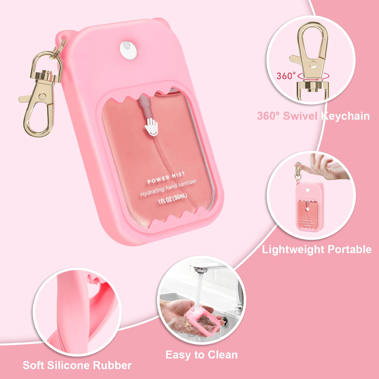 Taessv étui Touchland rose, maintien sûr de la bouteille lors du port.