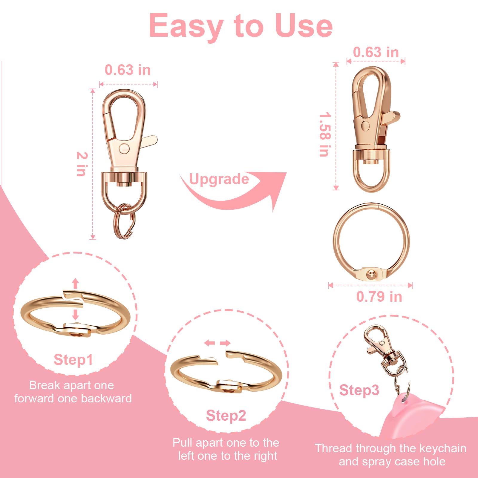 Taessv clip-anneau rose, compagnon pratique pour les déplacements quotidiens.