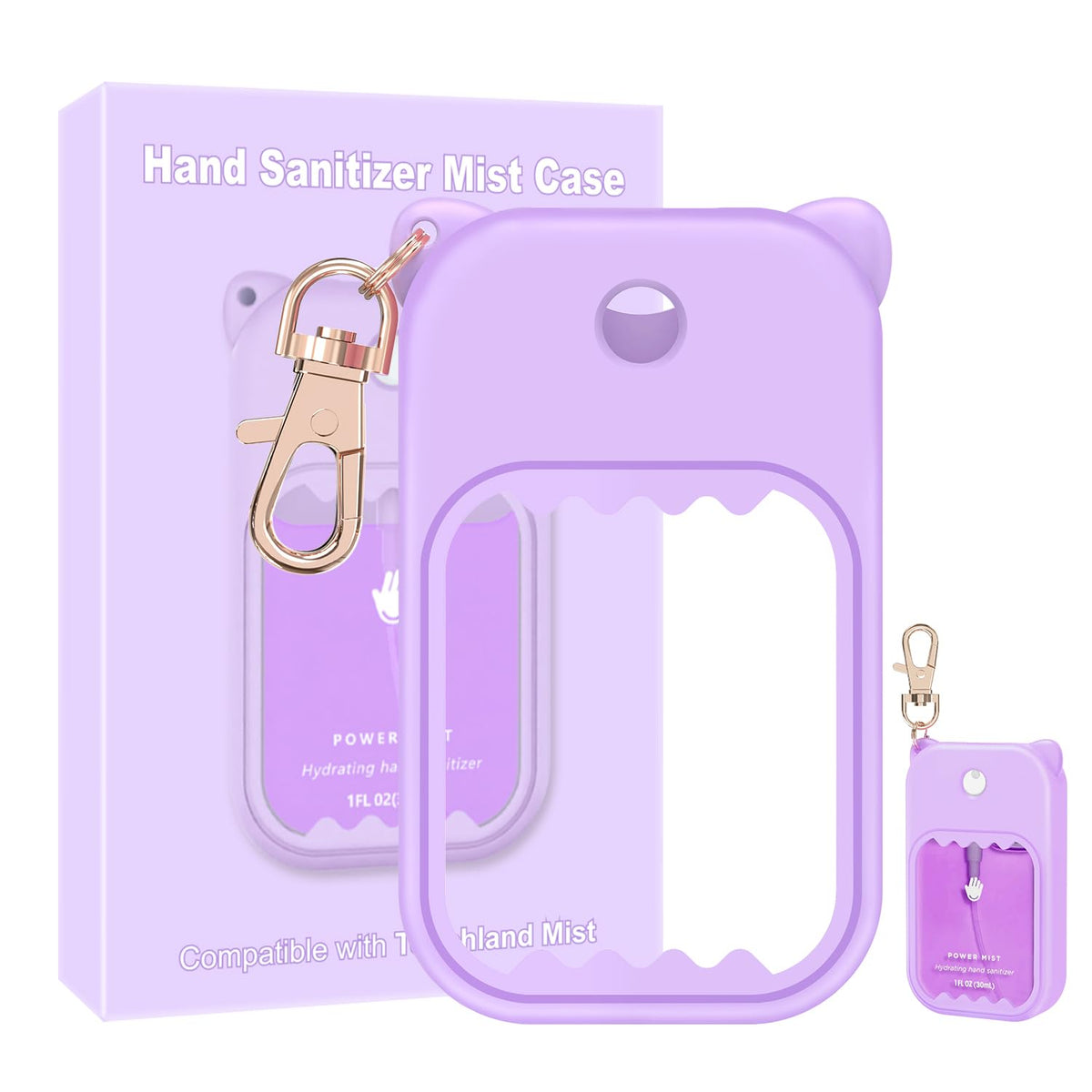 Taessv étui silicone Touchland violet, protection élégante et pratique pour votre gel hydroalcoolique.