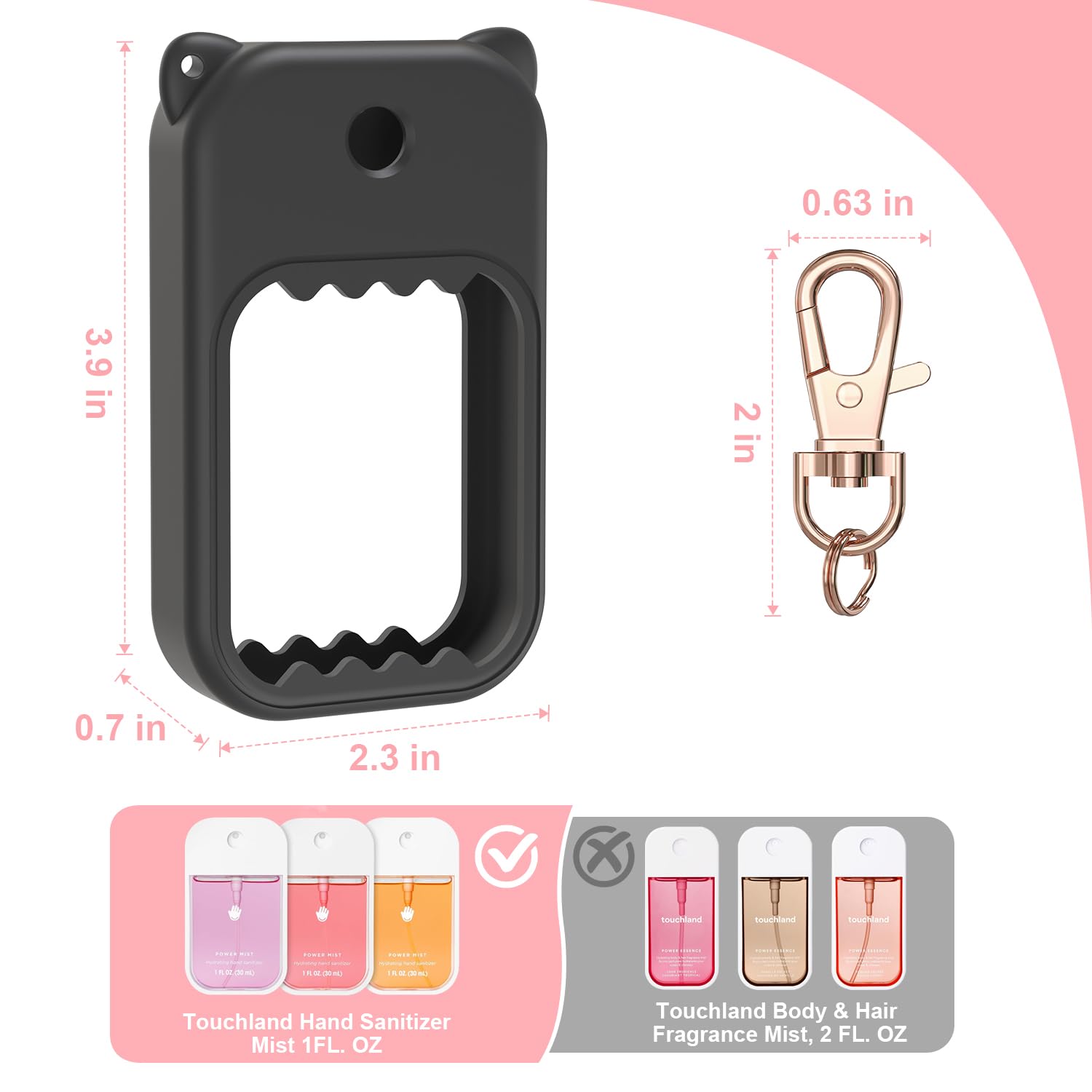 taessv porte-clés rotatif 360 pour Touchland, transport pratique.