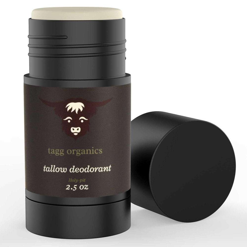 TAGG ORGANICS Holy Pit déodorant – bouteille, arôme bois-sacré et protection durable naturelle.