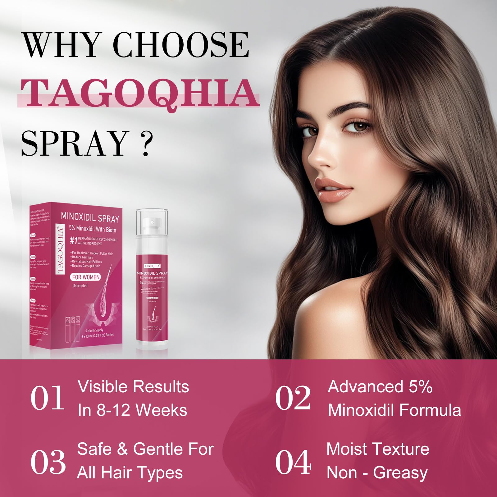 TAGOQHIA Application quotidienne du spray pour cheveux