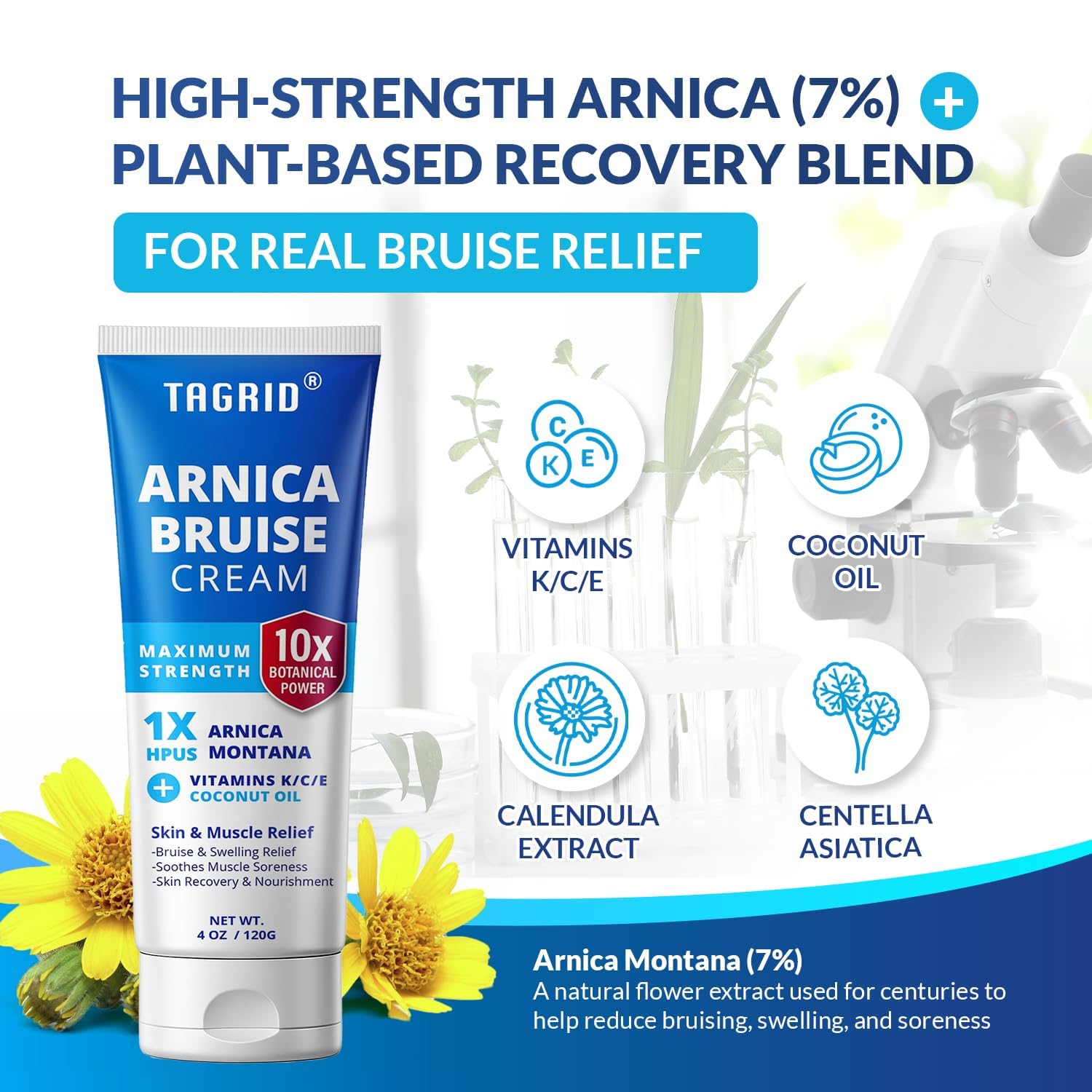 TAGRID Arnica Creme Extra Force, soin doux pour peau sensible et zones fragiles.