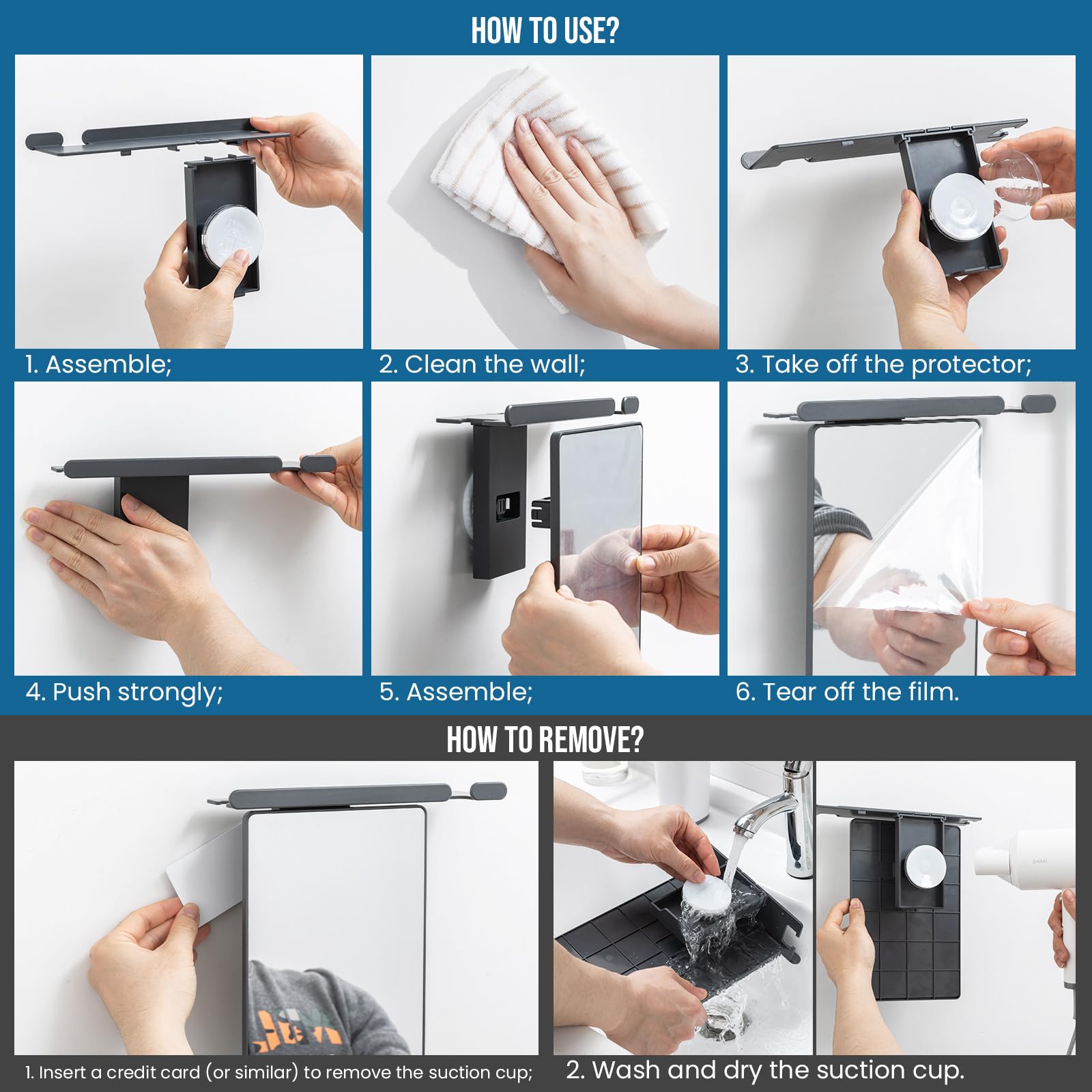 TAILI miroir-douche-acrylique-incassable assure sécurité et durabilité.