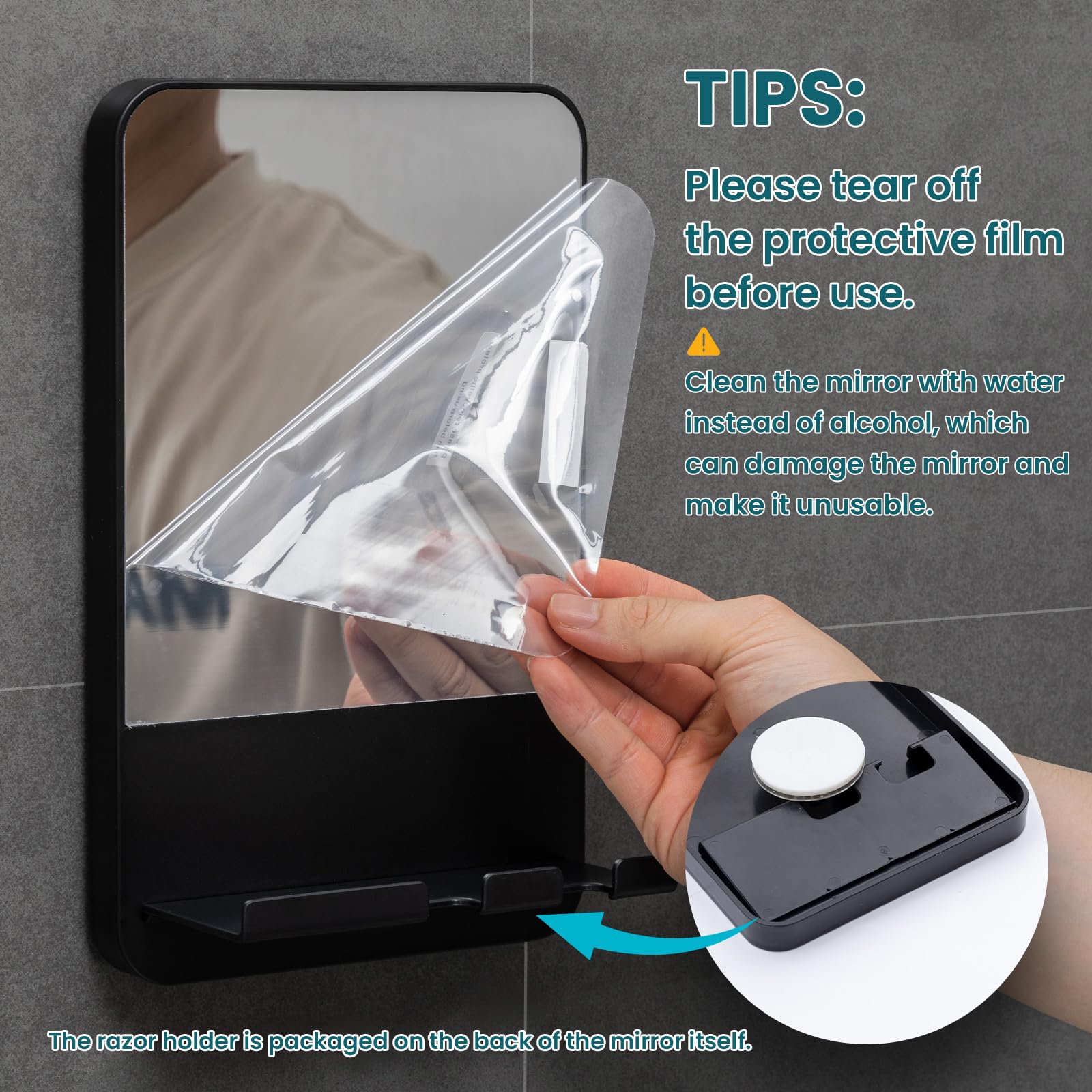 Porte-rasoir double intégré au miroir TAILI