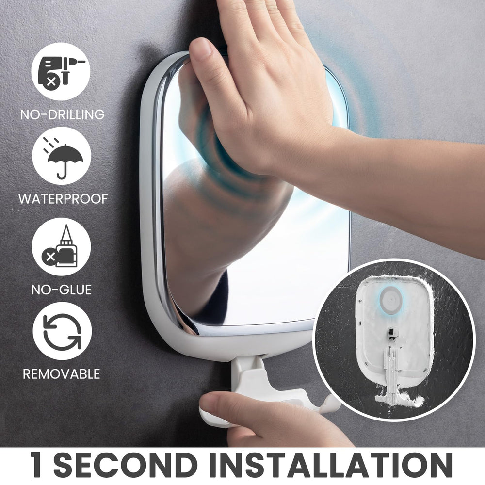 TAILI Miroir douche avec porte-rasoir et rangement intégré.