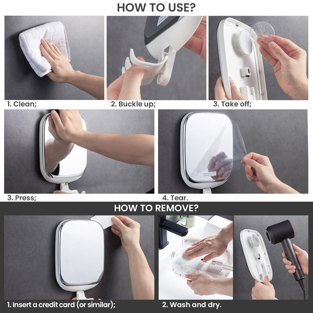 TAILI Miroir douche adapté aux surfaces lisses comme carrelage.
