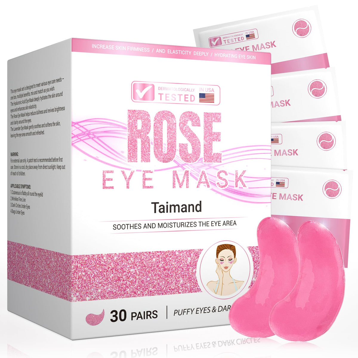 Patchs yeux Rose de Taimand, 30 paires, pour un regard frais et reposé