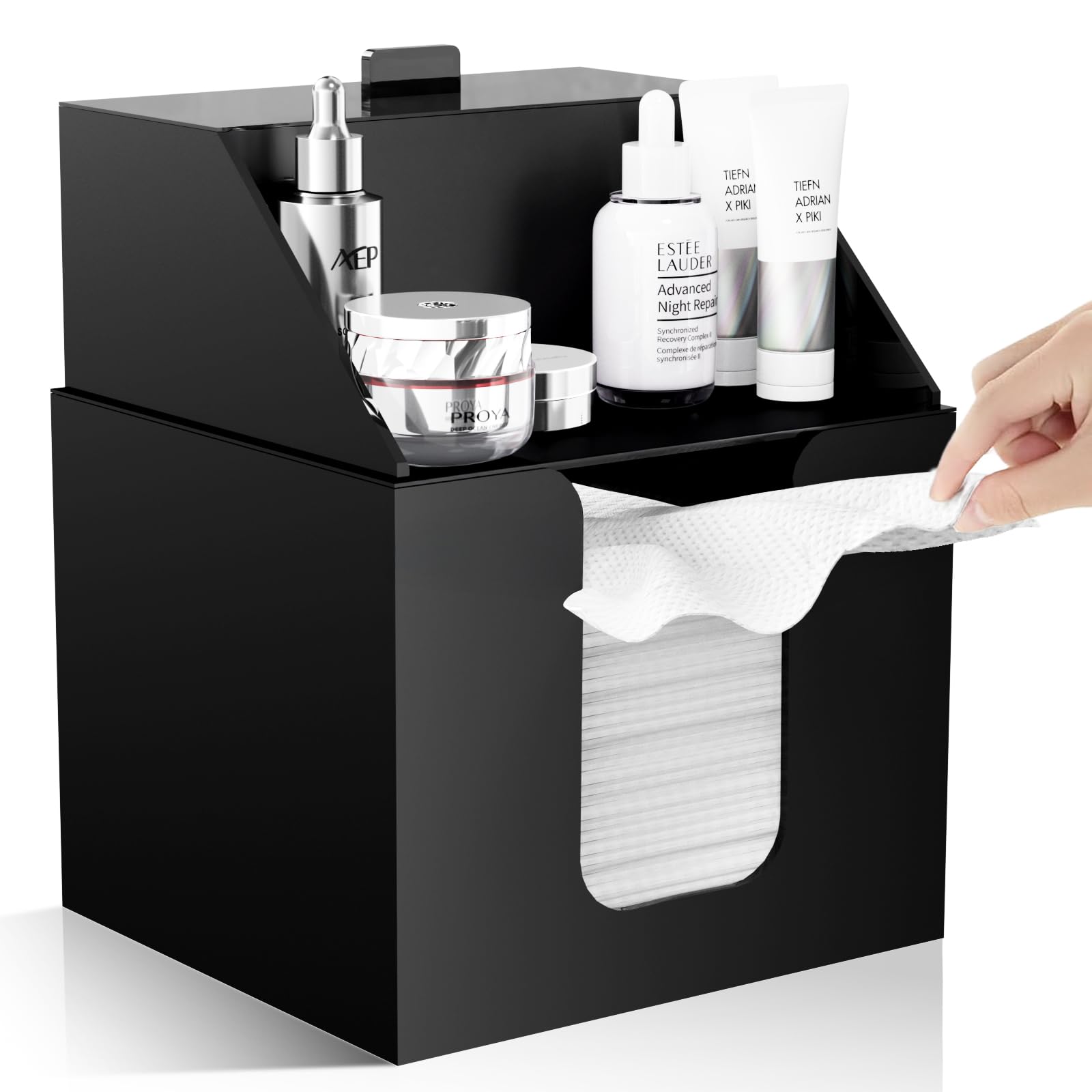 TAINESS boîte acrylique double couche pour serviettes visage, rangement pratique