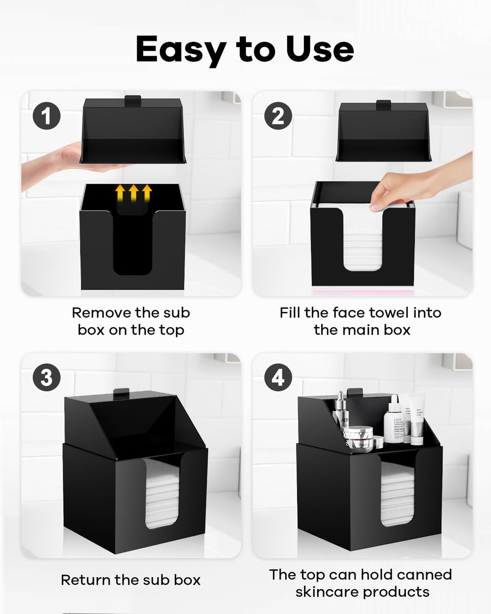 TAINESS rangement pour cotons et brossettes, organisation nette