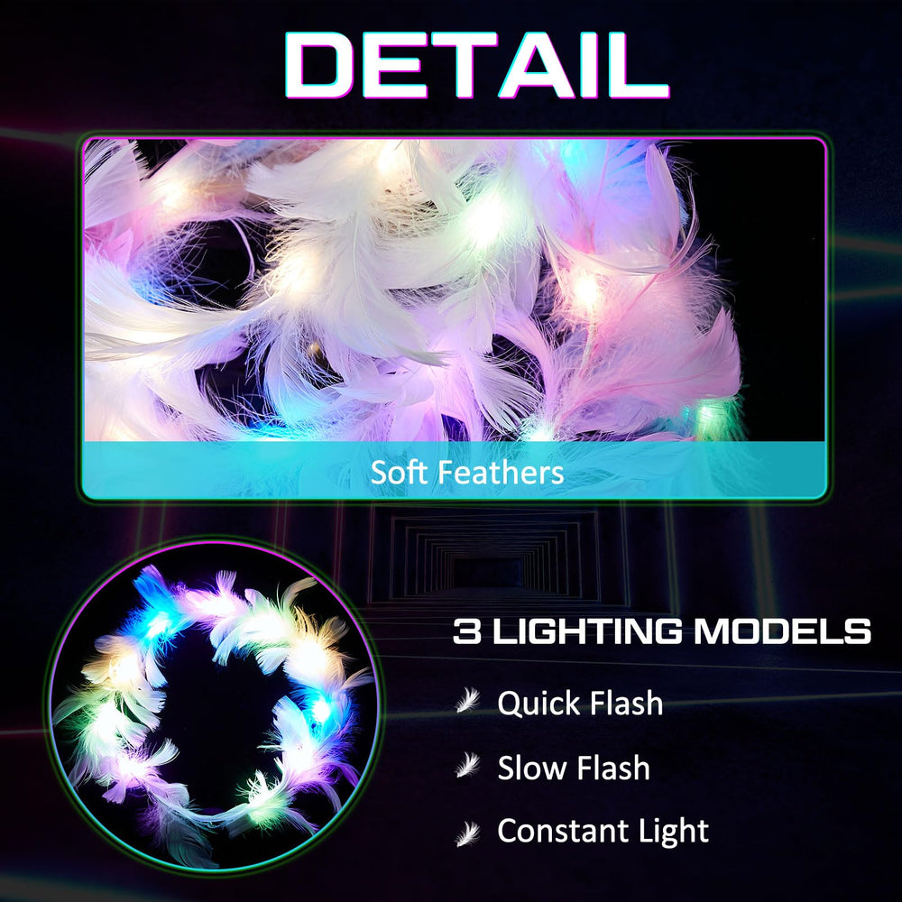 Taiyin couronne LED plumes, diamètre ajustable pour s'adapter à toutes les têtes.