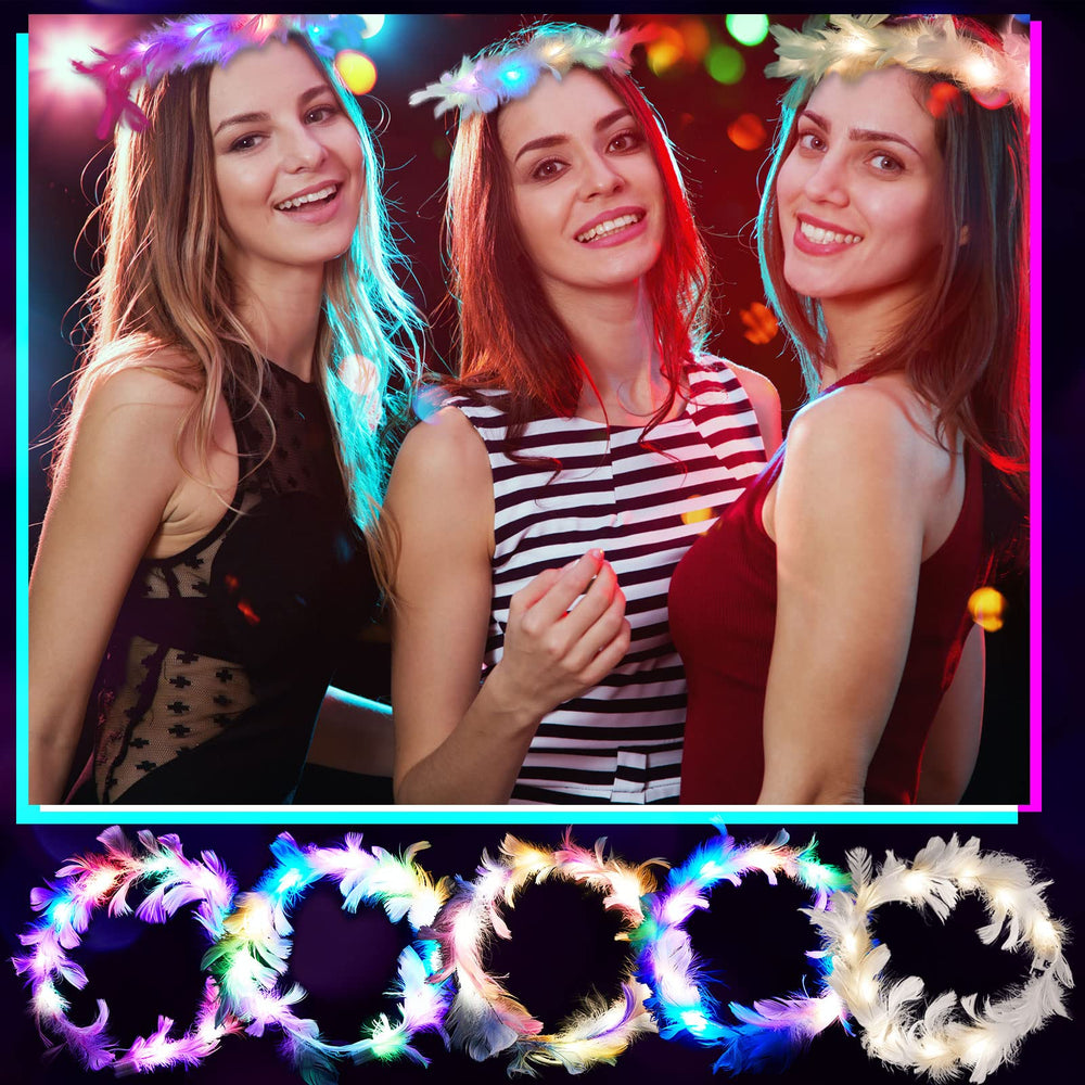 Taiyin couronne plumes LED, parfaite pour Halloween et masquerade.