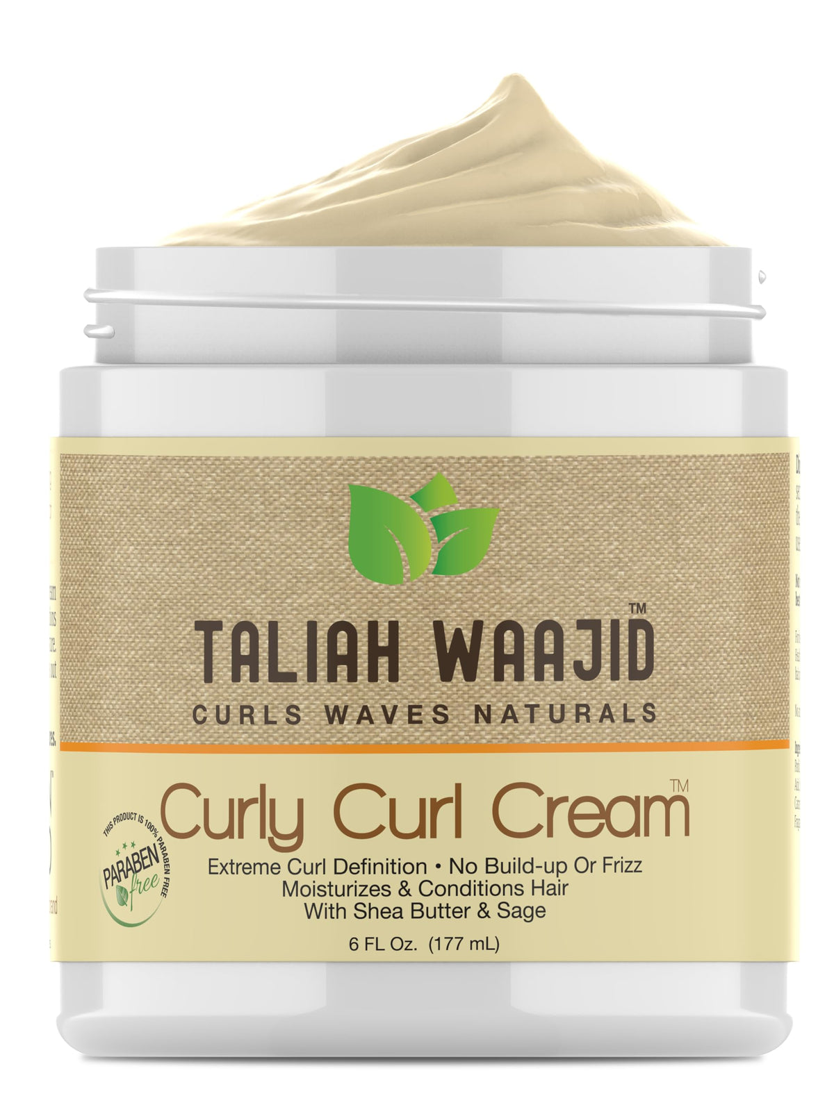 Crème Curly Curl Cream de Taliah Waajid, définition nette des boucles et brillance.