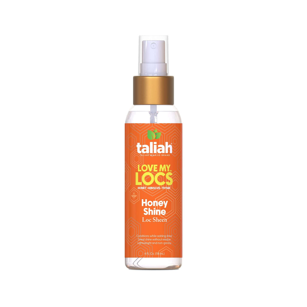 Taliah Waajid Honey Shine Loc Sheen, bouteille lumineuse pour brillance instantanée des locs.