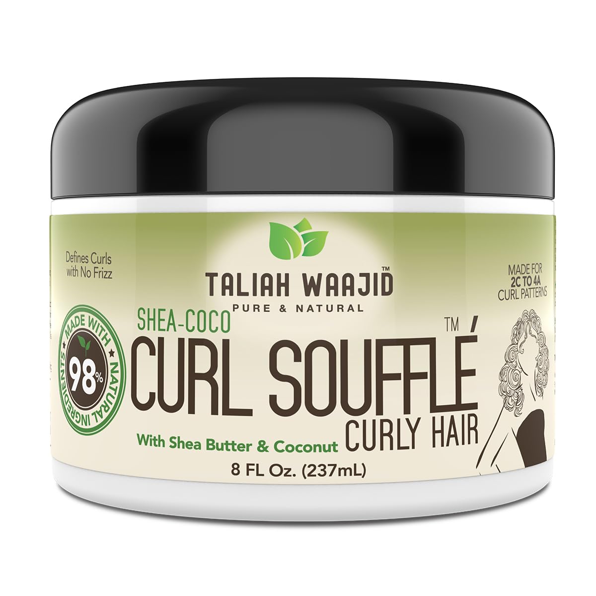 Soufflé capillaire pour boucles Taliah Waajid Shea Coco, utilisation facile et hydratante.