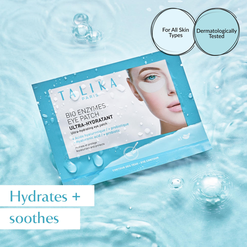 Patch biocellulose Talika infusant Aloe Vera et Camomille dans le contour des yeux.